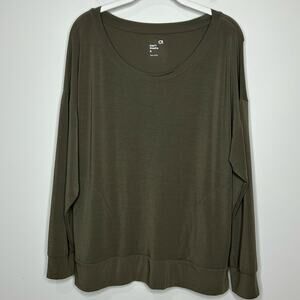 Gap Fit Breathe Olive Green Shirt Size S Yoga Dance Athleisure Long Sleeves